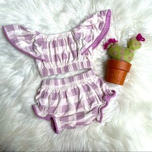 Kate Quinn - 2 Piece Sunsuit Mauve Gingham: 3-6mos